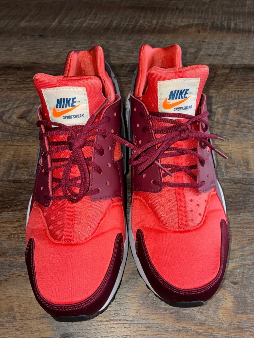 Nike Orange and Burgundy Athletic Sneakers